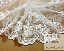 5Yard/Lot diy clothes accessories lace trim decoration embroidery net flower black white 11cm wide fabric. 2024 - buy cheap