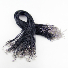 Colgante de cuerda de cuero con cera negra, 1,5mm, 45cm, con cierre de langosta, joyería artesanal, 100 Uds./lote gratis 2024 - compra barato