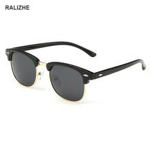 RALIZHE Fashion Vintage Semi-Rimless Brand Designer Polarized Sunglasses Women Men Classic Retro Bright Black Sun Glasses UV400 2024 - buy cheap