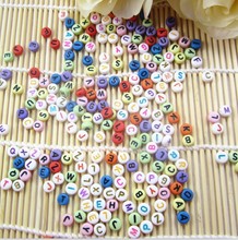 Wholesale 200 Mixed Acrylic Alphabet Letter Spacer Rondelle Beads DIY Flat Round Shape 7mm ZM-31-32 2024 - buy cheap