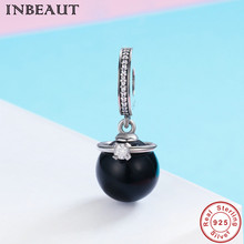 fit Europe Bracelet Original S925 Black Pearl Charm 925 Sterling Silver Circle White Zircon Beads Neck Chain Necklace Pendants 2024 - buy cheap