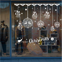 Рождественский магазин украшения окна настенные съемные наклейки рождественские колокольчики олень Декор рождественские украшения для дома C20115 2024 - купить недорого