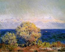 Christmas Gift art on Canvas At Cap d Antibes Mistral Wind by Claude Monet Painting High Quality Handmade 2024 - buy cheap