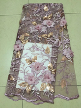 Африканская кружевная ткань 2018, высокое качество, расшитая бисером африканская фатиновая кружевная ткань с блестками, французское Сетчатое кружево для женщин, белое платье LCD926 2024 - купить недорого