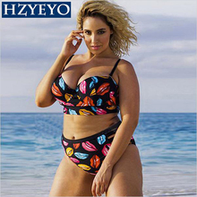 Hzyeyo plus size conjunto de biquíni feminino meados cintura empurrar para cima tamanho grande maiô roupa de banho tamanho grande underwire conjuntos biquíni, y001 2024 - compre barato