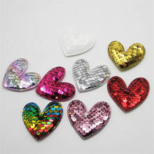 4.8cm Glitter Paillette Pads Patches Heart Appliques for Craft Clothes Sewing Supplies DIY Hair Clip Accessories 2024 - buy cheap