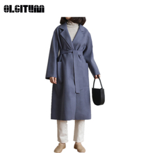 OLGITUM New 2020 Autumn and Winter Slim Coat  Korea Large Slim Loose Double-layer Long Woolen Simple Solid Coat 2024 - buy cheap