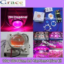 100W DIY led grow light 380-840nm kit,chip,driver,heatsink, fan ,led lens 2024 - buy cheap
