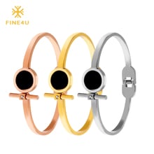 Pulseira de aço inoxidável fine4u b046 316l, bracelete de manguito redondo para mulheres 3 cores 2024 - compre barato