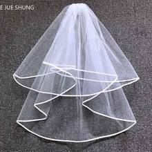 White Ivory Ribbon Edge Cheap Wedding Veils With Comb 2018 Simple Short Bridal Veil Wedding  Accessories Free Shipping 2024 - buy cheap