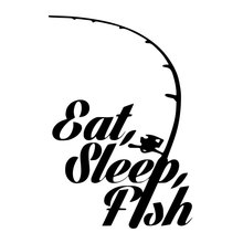 12CM*17.8CM Eat Sleep Fish Sticker Hooks Pole Bass Salmon Fishing Reflective Car Styling Car Stickers Black/Sliver C8-1364 2024 - buy cheap