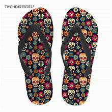 Twoheartsgirl New Arrival Sugar Skull Summer Men Flip Flops High Quality Beach Sandals Anti-slip Zapatos Hombre Casual Shoes 2024 - buy cheap