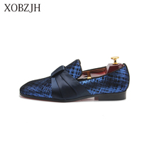 2019 Men New Dress Shoes Handmade Leisure Style Wedding Party Shoes Men Flats Leather Blue Loafers Working Shoes Big Size 2024 - buy cheap
