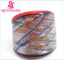 RED SNAKE Fashion Ring Handmade red Background color with  line Murano Glass Rings 2024 - buy cheap