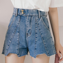 Summer Casual Woman High Waisted Wide Blue Irregular Denim Shorts , 2019 Fashion 4xl 3xl Ripped Blue Jeans Shorts For Women 2024 - buy cheap