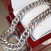7"-40" Optional Charm 316L Stainless Steel 20MM Silver color Polishing Cuban Curb Chain Mens Boys Necklace   Jewelry 2024 - buy cheap