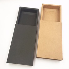 50pcs Gift box Retail Black Kraft Paper Drawer Box Gift 2024 - buy cheap
