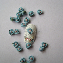 CF3-10 30pcs Cute Ceramic Light Blue Flower Shape Nail Art Decoration Outlooking 2024 - buy cheap