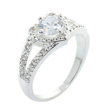 Moda romanticfemale anéis de cristal amor coração em forma de anel para mulheres nupcial casamento noivado jóias presente aniversário 2024 - compre barato