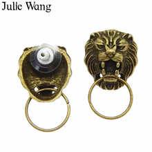 Juta wang brincos pequenos com 2-16 peças, liga de bronze antigo, cabeça de leão, animais, com tampões para os ouvidos, joias vintage de punk rock para homens e mulheres 2024 - compre barato
