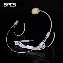 5Pcs Beige 3.5mm Jack Male Screw Lock Double Earhook Condenser Microphone Headset Headworn Mike For Wireless Beltack Transmitter 2024 - buy cheap