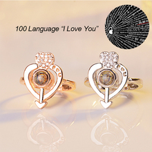 New Design 100 Languages "I Love You" Memory of Love Adjustable Rose Gold Rings Engagement Wedding Ring Creative Women Jewelry 2024 - buy cheap