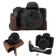 Real Leather Half Camera Case Bottom Bag Skin Cover For Canon EOSM50 EOS M50 With Battery Opening 2024 - buy cheap