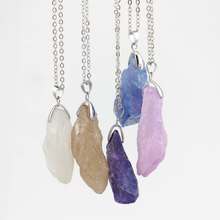 2020 Fashion  Chain Crystal Original Drusy Natural Stone Pendant Necklace Women Jewelry Long Selenite Druzy Necklace 2024 - buy cheap