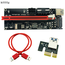 Райзер-карта 009s PCI Express, Райзер с 1x на 16x PCIE, Кабель USB3.0 SATA, 6 контактов, 4 контакта, IDE Molex Power для майнинга BTC, светодиодный, 50 шт. 2024 - купить недорого