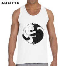 2019 Fashion Yin Yang Cats Tank Top Men's Animal Printed Workout Bodybuilding Sleeveless Fitness Male Vest Tops singlets 2024 - buy cheap