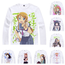 Camisa de anime coolprint oreimo minério sem moto t-shirts longo kirino kosaka kyosuke ruri goko kuroneko gato preto cosplay kawaii camisas 2024 - compre barato