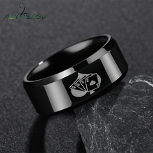 Nextvance-anillo de acero inoxidable para hombre, sortija Simple con diseño de cartas negras de 8mm, joyería de la suerte, envío directo 2024 - compra barato