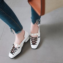 Big Size     ladies high heels women shoes woman pumps   Hollow-out square-headed Mary Jane shoes 2024 - buy cheap