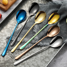 1pc 304 Stainless Steel Long Handle Soup Spoon Cute Adult Dinner Spoon Gold Plated 2024 - buy cheap