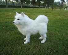 plastic& furs toy simulation white samoyed Dog model about 24x8x20cm samoyed dog handicraft home decoration toy Xmas gift w5733 2024 - buy cheap