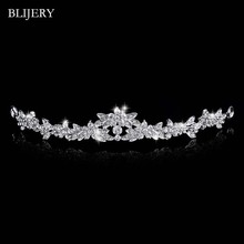 BLIJERY Elegant Silver Color Rhinestone Crystal Headband Prom Wedding Crown Tiara Wedding Headdress Bridal Hair Accessories 2024 - buy cheap