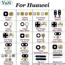 YuXi Back Camera Lens For Huawei Mate 10 20 Pro 7 8 S 20X Enjoy 5 5S 9plus Nova 3 3i Camera Glass Lens With Adhesive Replacement 2024 - buy cheap