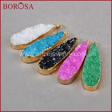 BOROSA 10Pcs Rainbow Water Drop Druzy Pendant Charms Crystal Geode Drusy Pendant Charm Druzy Quartz for Jewelry Making G0430 2024 - buy cheap