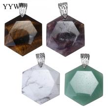 YYW 2018 New Hot Sale Fashion Mix Color Natural Stone Pendants Hexagon Charms Pendants For Making Fashion Jewelry Necklaces 2024 - buy cheap