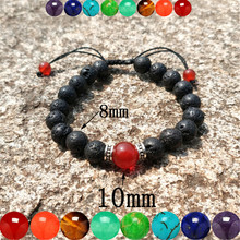 ESSDC 7 Chakras Red 10mm Onyx Natural 8mm Volcanic Stone Beaded Bracelet Yoga Energy Beads Unisex Wrap Bracelet Wholesale 2024 - buy cheap