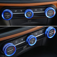 BBQ @ FUKA-compartimento central para coche, Giulia 2017 para Alfa Romeo, botón de aire acondicionado, anillo embellecedor, cubierta de CA, azul/rojo/plata 2024 - compra barato