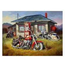 Pintura de diamante 5D DIY, cuadro completo cuadrado/redondo, bordado 3D de "motocicleta y patio", punto de cruz, regalo, decoración del hogar, NEW1875 2024 - compra barato