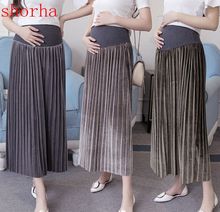 Shorha Autumn Winter Style Pregnant Women Skirt High Waist Velour Pleated Skirt Female Maternity Skirt party skirts 2024 - buy cheap