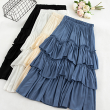 New Summer Elegant Pleated irregular Ruffles Skirts Women Casual Slim High Waist Skirt Sweet Solid A-Line Party Skirt Lady Mw667 2024 - buy cheap