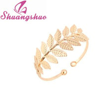 Min 1pc 2016 Hot Sale New Fashion Simple Jewelry Open Leaf Bracelet Bangles for Women Wedding Gifts 2024 - купить недорого