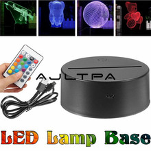 Base de lámpara de Cable USB o batería AAA para luz nocturna 3D, Interruptor táctil LED con mando a distancia, iluminación de mesa de 7 colores, novedad 2024 - compra barato