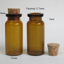 Botella de vidrio ámbar de 1000x10ml con corcho Cooden, tapón de corcho pequeño de 10CC y 1/3oz, viales de vidrio de 22x50x12,5mm 2024 - compra barato