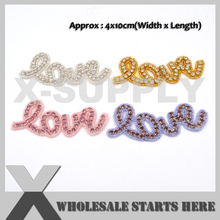 LOVE Iron On Rhinestone Applique Patch,Silver,Gold,Pink,Purple For Headband,Hair Piece Decoration,Bags 2024 - buy cheap