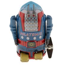 Brinquedo de robô de lata azul colecionáveis mecânicos vintage wind up clockwork 2024 - compre barato