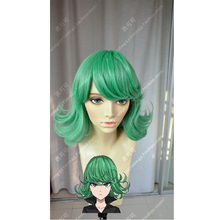 Peruca para cosplay de mangá, peruca verde encaracolada em cabelo sintético, acessórios para homens, anime, tatsumaki + touca 2024 - compre barato